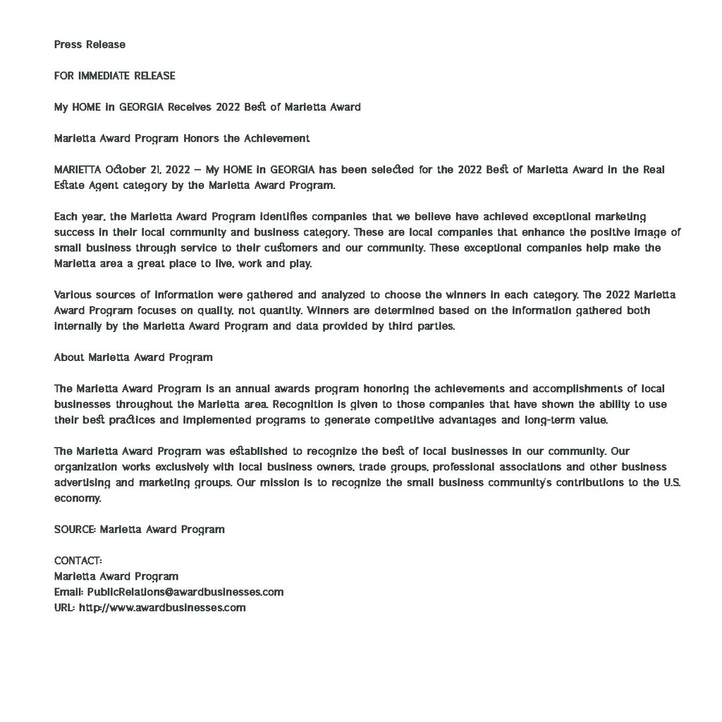 2022 Best of Marietta Award for Terri Haklin